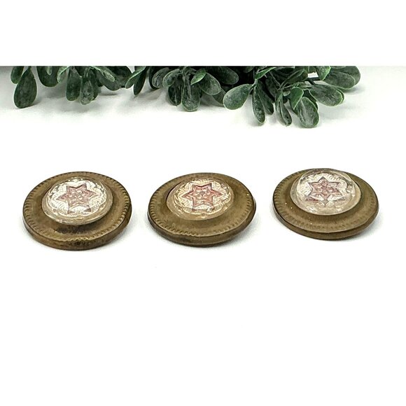 Vintage Brass and Resin Star Buttons Set Of 3 - Picture 4 of 6